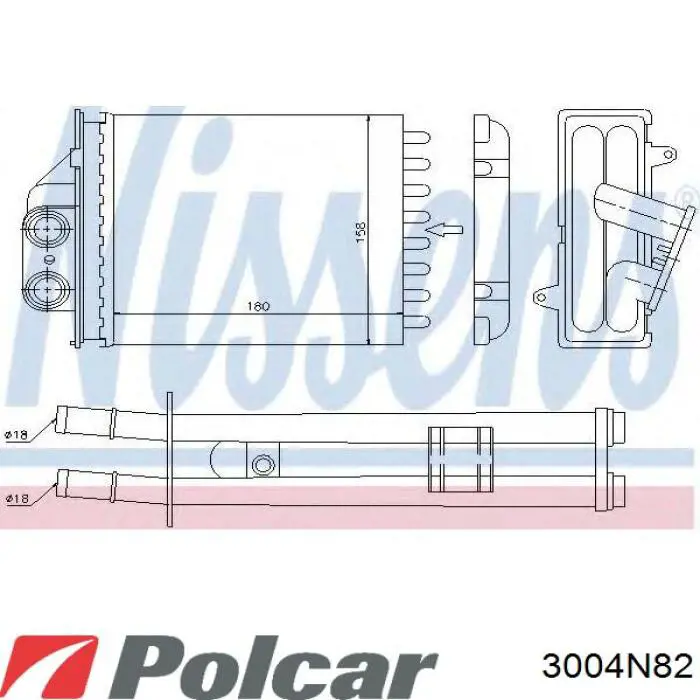 Радиатор печки (отопителя) Polcar 3004N82 цена, от 24.22 USD