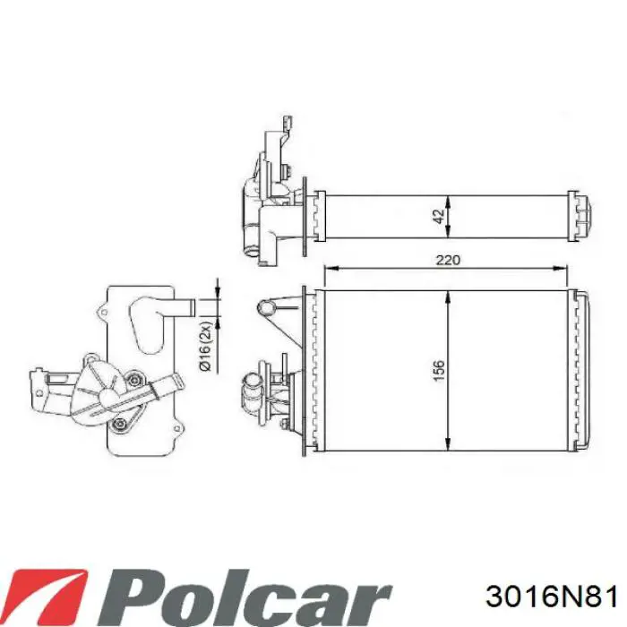 Radiador de forno (de aquecedor) 3016N81 Polcar