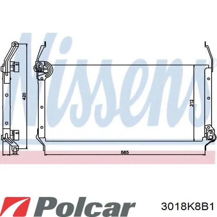 Радиатор кондиционера 3018K8B1 Polcar