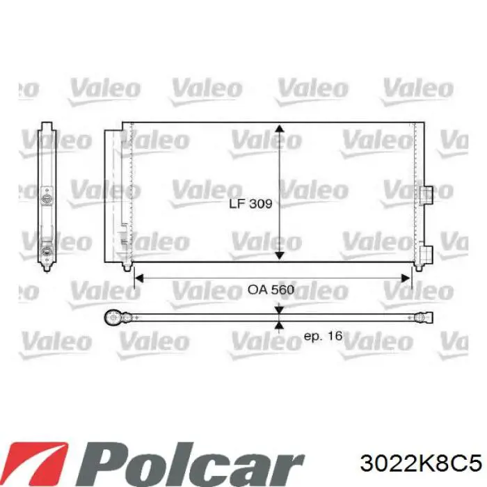 Condensador aire acondicionado 3022K8C5 Polcar