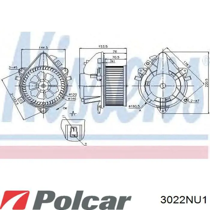 Motor eléctrico, ventilador habitáculo 3022NU1 Polcar