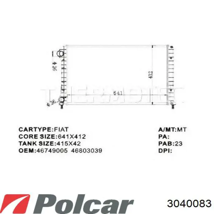 Купить 3040083 Polcar Радиатор водяной