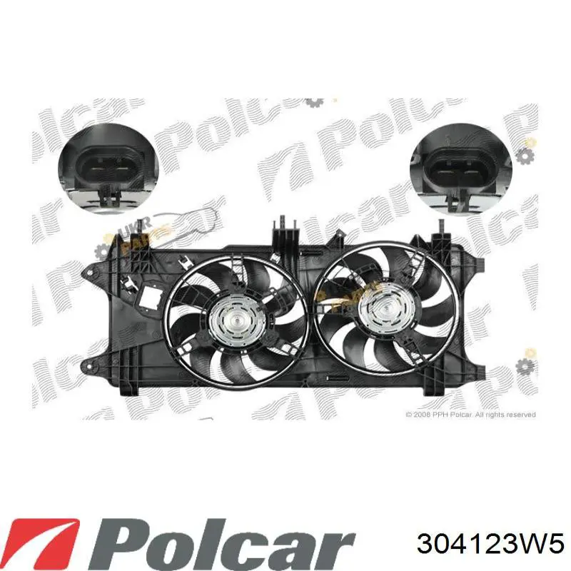 304123W5 Polcar диффузор радиатора охлаждения, в сборе с мотором и крыльчаткой