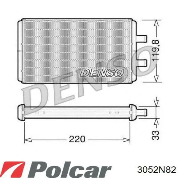 3052N82 Polcar Радиатор отопителя салона