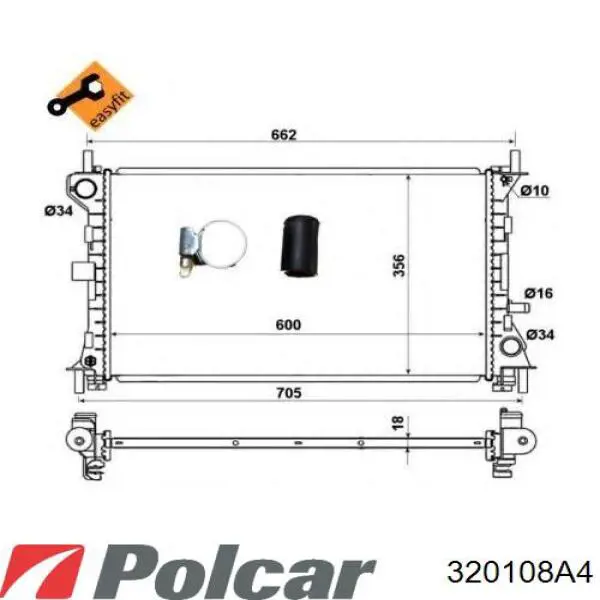 320108A4 Polcar Радиатор основной