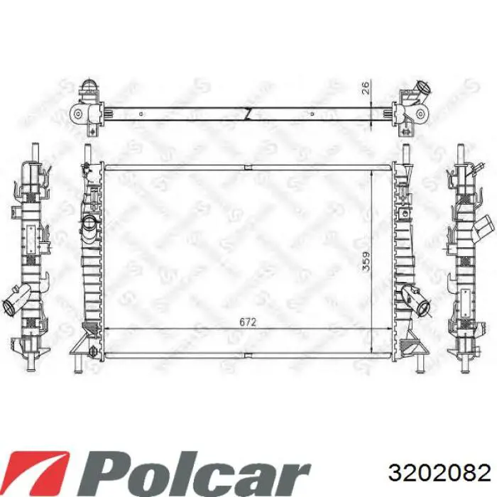 Радиатор охлаждения двигателя Polcar 3202082 цена, от 61.67 USD
