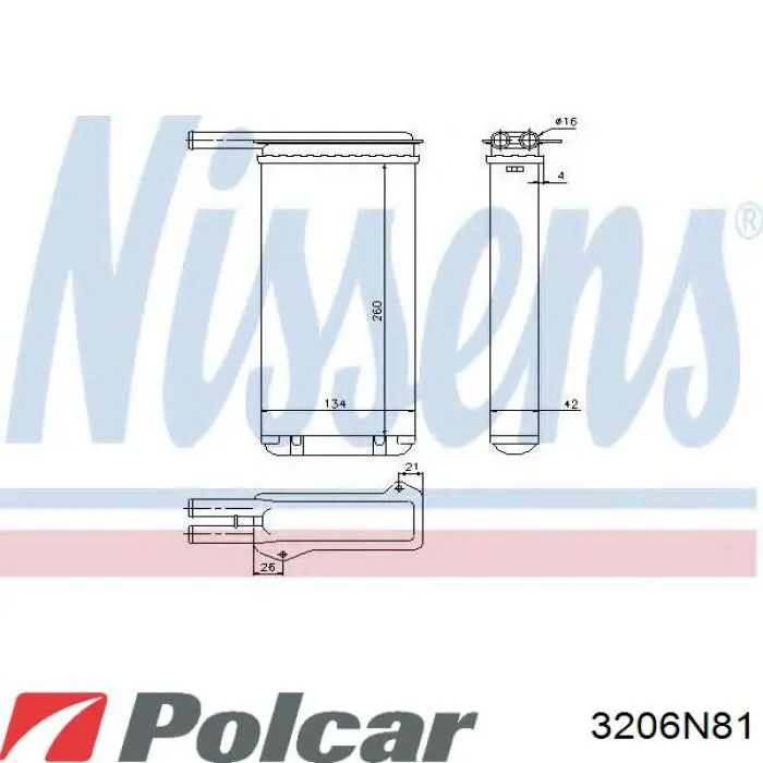 Radiador de calefacción 3206N81 Polcar