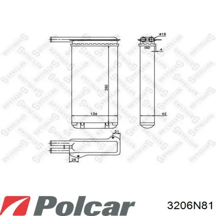 3206N81 Polcar Радиатор отопителя салона