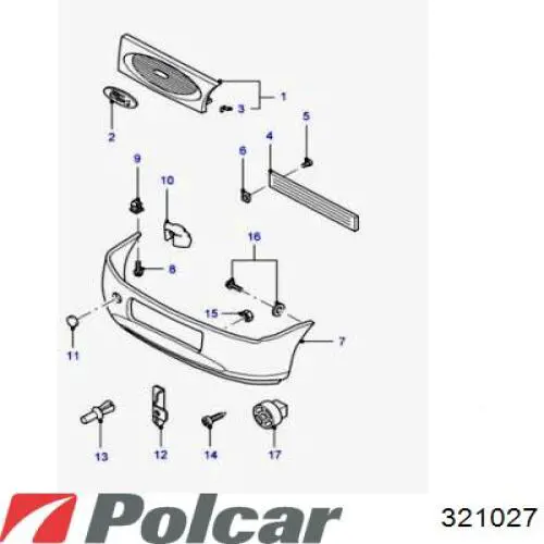 Решетка бампера переднего 321027 Polcar