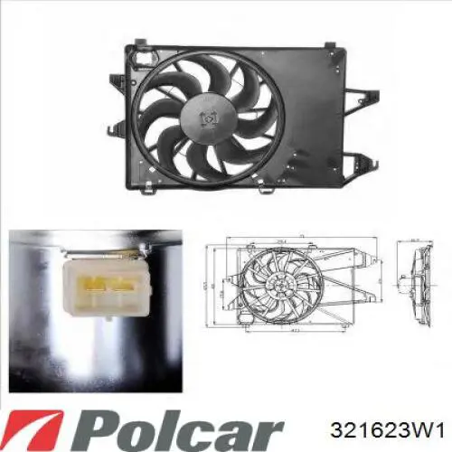 321623W1 Polcar диффузор радиатора охлаждения, в сборе с мотором и крыльчаткой
