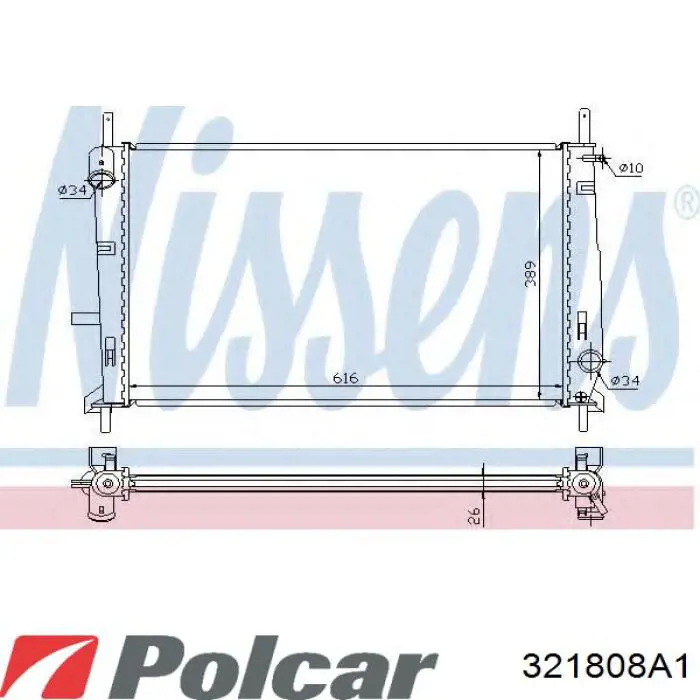 Купить 321808A1 Polcar Радиатор водяной