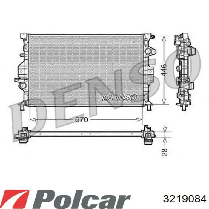 Radiador refrigeración del motor 3219084 Polcar