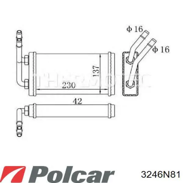 Радиатор печки 3246N81 Polcar