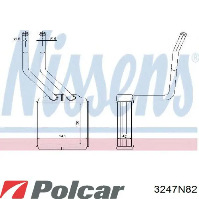 Радиатор печки 3247N82 Polcar