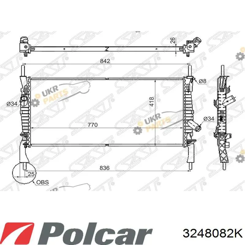 Радиатор 3248082K Polcar