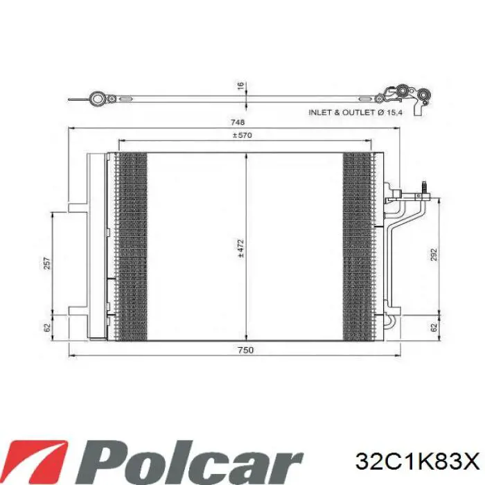 32C1K83X Polcar радиатор кондиционера