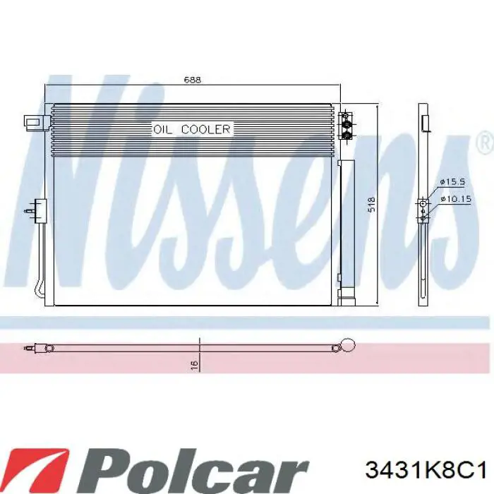 Конденсатор кондиционера Polcar 3431K8C1 цена, от 76.60 USD