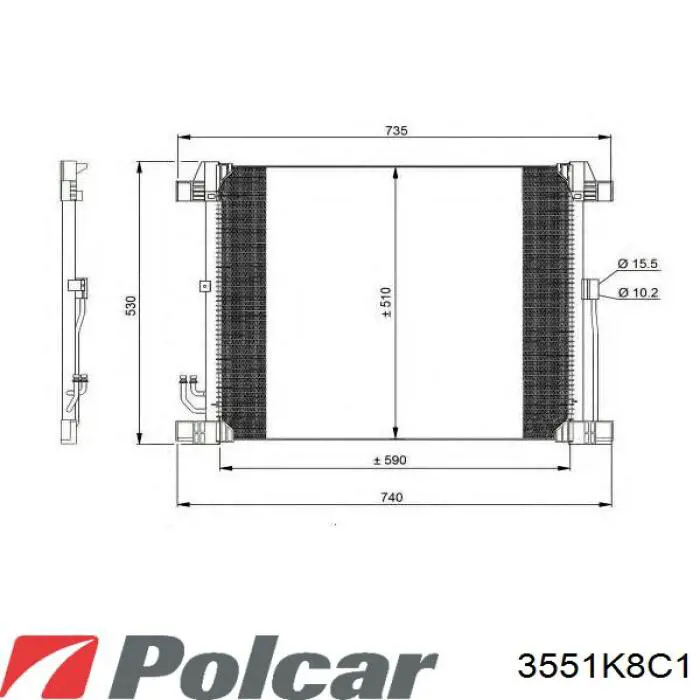 Радиатор кондиционера 3551K8C1 Polcar