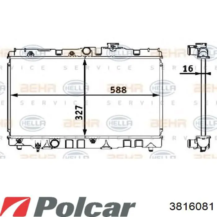 Купить 3816081 Polcar Радиатор водяной