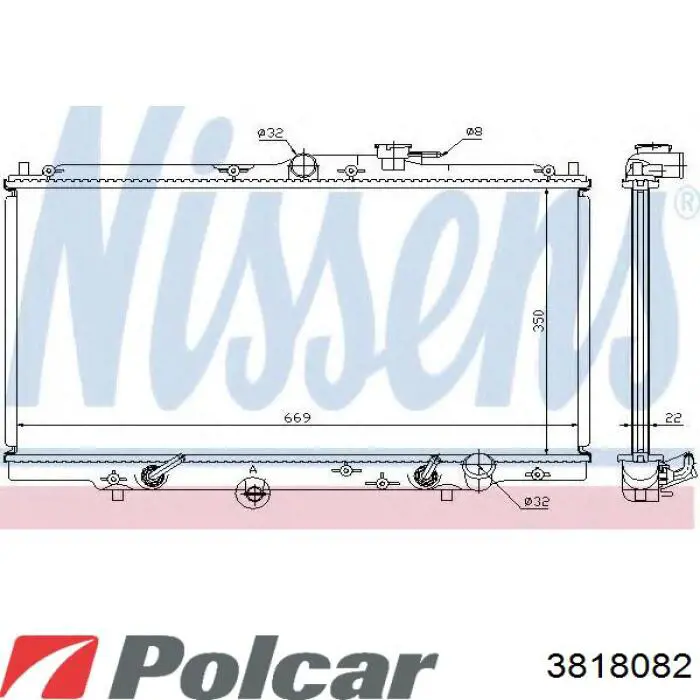 Радиатор охлаждения двигателя Polcar 3818082 цена, от 55.49 USD