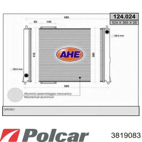 Купить 3819083 Polcar Радиатор водяной