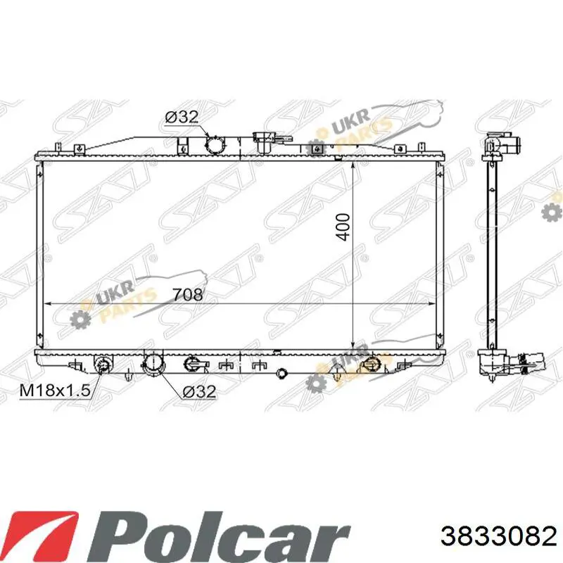 Radiador refrigeración del motor 3833082 Polcar