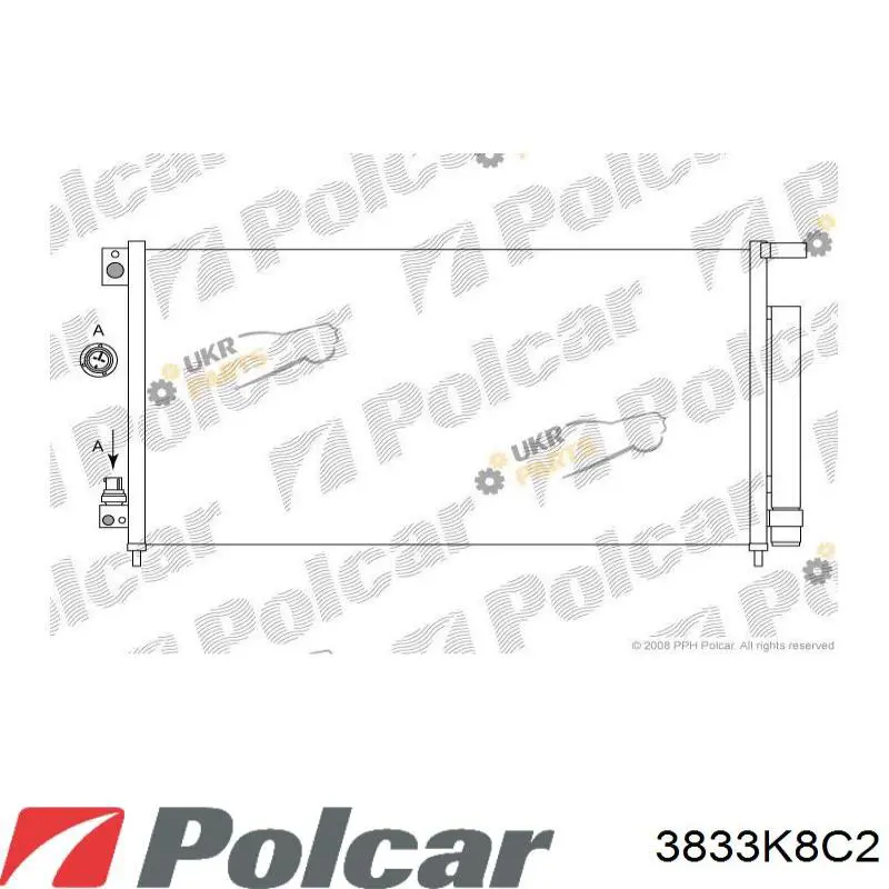 Радиатор кондиционера 3833K8C2 Polcar