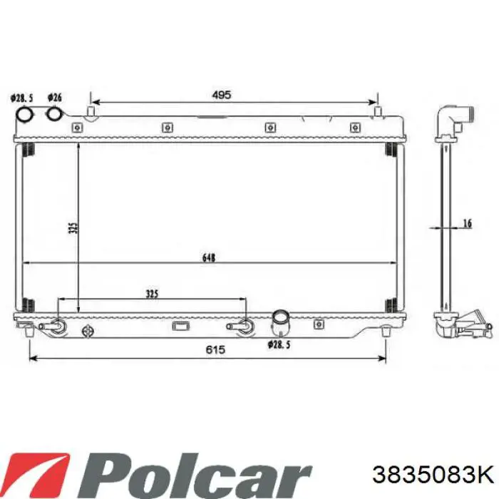 Радиатор 3835083K Polcar