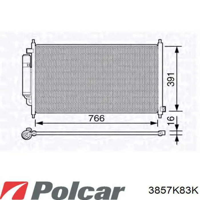 Радиатор кондиционера 3857K83K Polcar