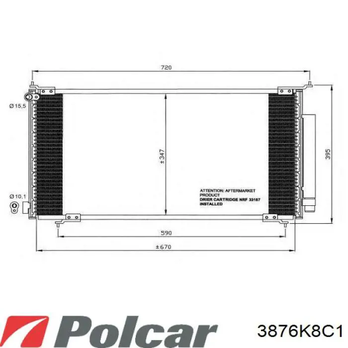 Радиатор кондиционера 3876K8C1 Polcar