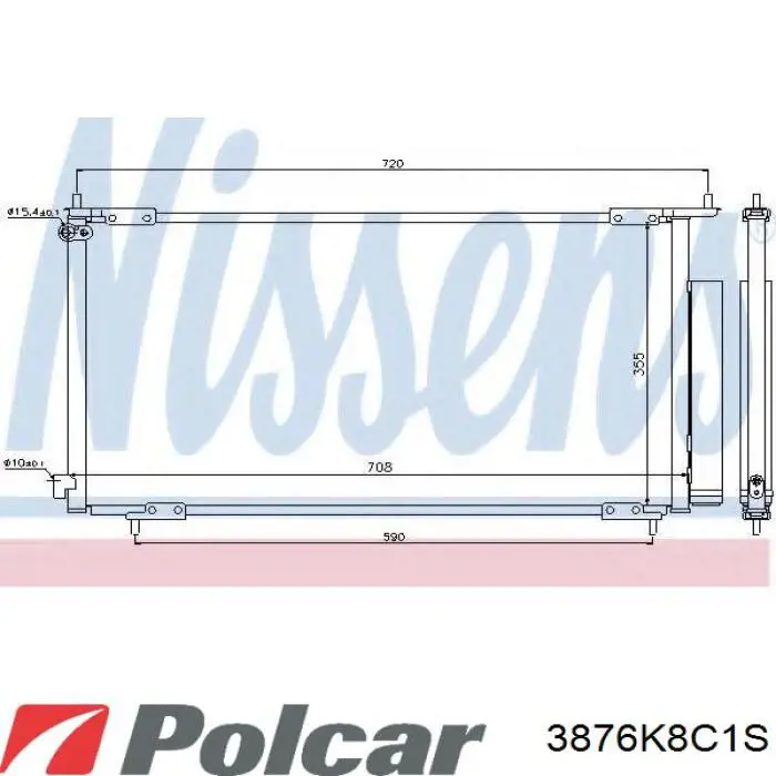 Радиатор кондиционера 3876K8C1S Polcar