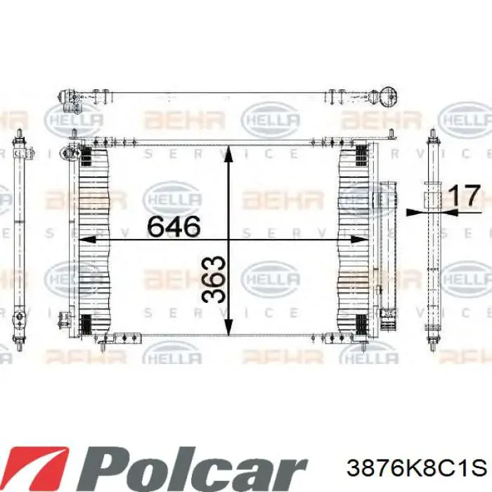 Купить 3876K8C1S Polcar Радиатор системы охлаждения кондиционера
