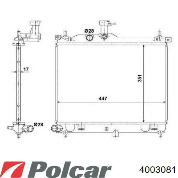 Радиатор охлаждения двигателя Polcar 4003081 цена, от 39.82 USD
