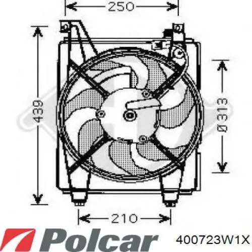 400723W1X Polcar диффузор радиатора кондиционера, в сборе с крыльчаткой и мотором