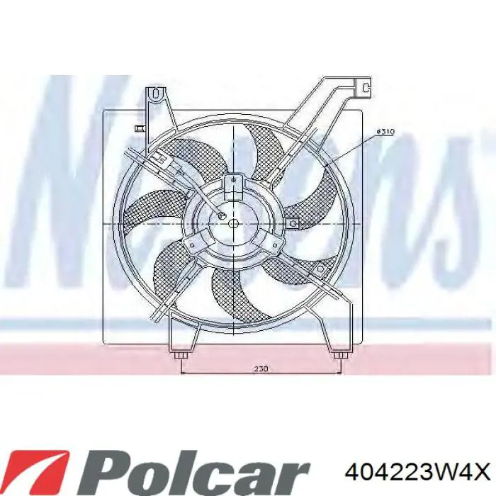 Диффузор радиатора охлаждения в сборе с мотором и крыльчаткой Polcar 404223W4X цена, от 149.74 USD