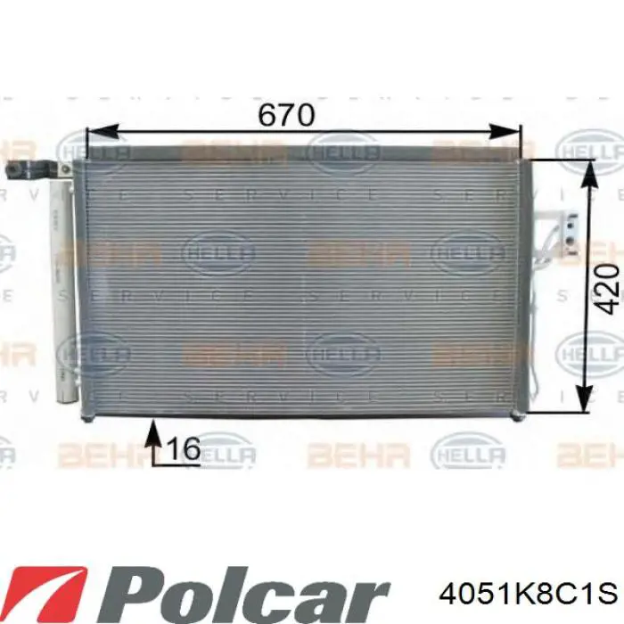 Радиатор кондиционера 4051K8C1S Polcar