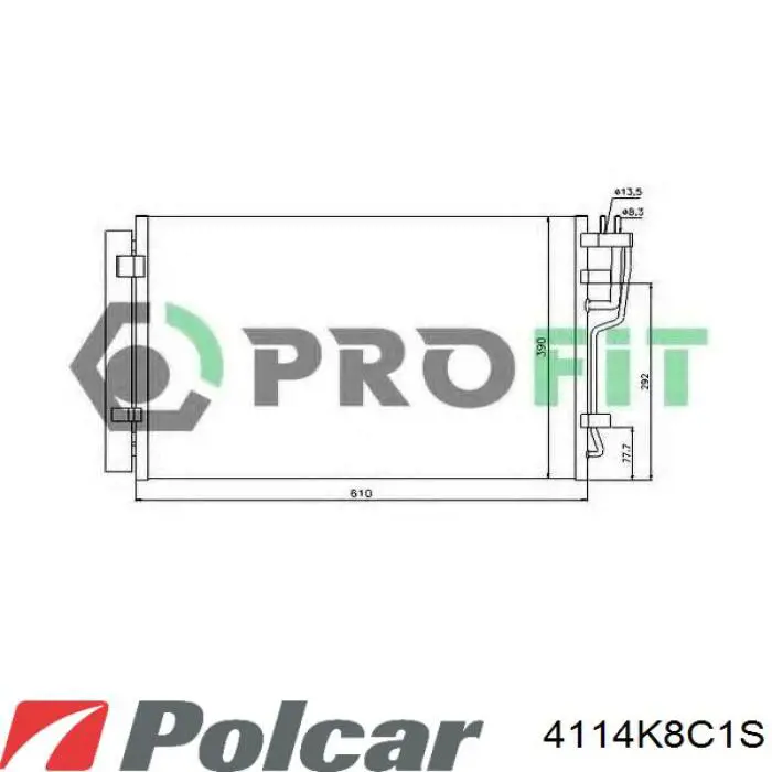 Конденсатор кондиционера Polcar 4114K8C1S цена, от 66.23 USD