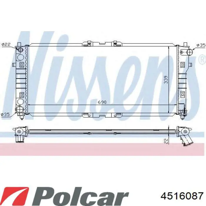 Купить 4516087 Polcar Радиатор водяной