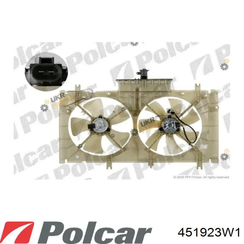 451923W1 Polcar диффузор радиатора охлаждения, в сборе с мотором и крыльчаткой