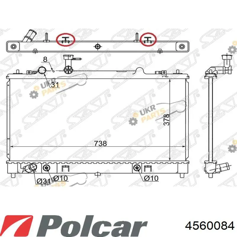 Радиатор охлаждения двигателя Polcar 4560084 цена, от 96.86 USD