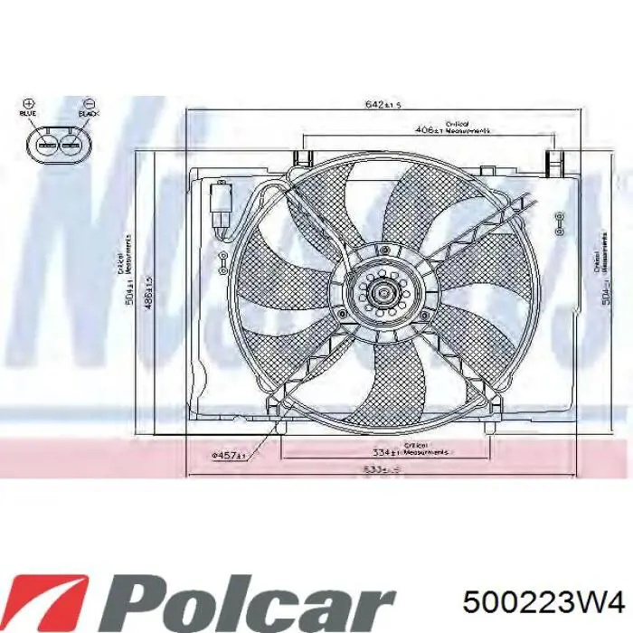 Диффузор вентилятора в сборе с мотором и крыльчаткой 500223W4 Polcar