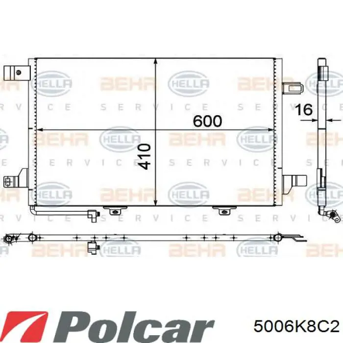 Конденсатор кондиционера Polcar 5006K8C2 цена, от 70.63 USD