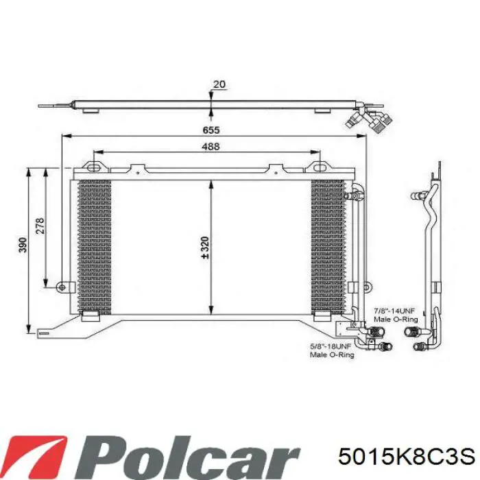 Купить 5015K8C3S Polcar Радиатор системы охлаждения кондиционера