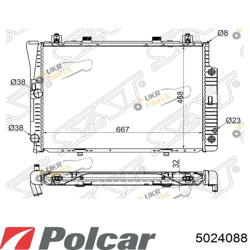 Радиатор охлаждения двигателя Polcar 5024088 цена, от 141.73 USD