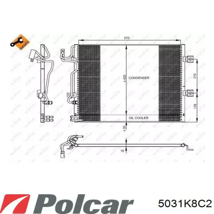 Радиатор кондиционера 5031K8C2 Polcar