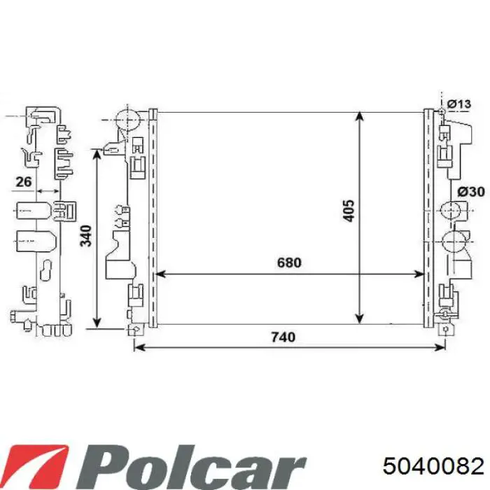Радиатор охлаждения двигателя Polcar 5040082 цена, от 97.72 USD