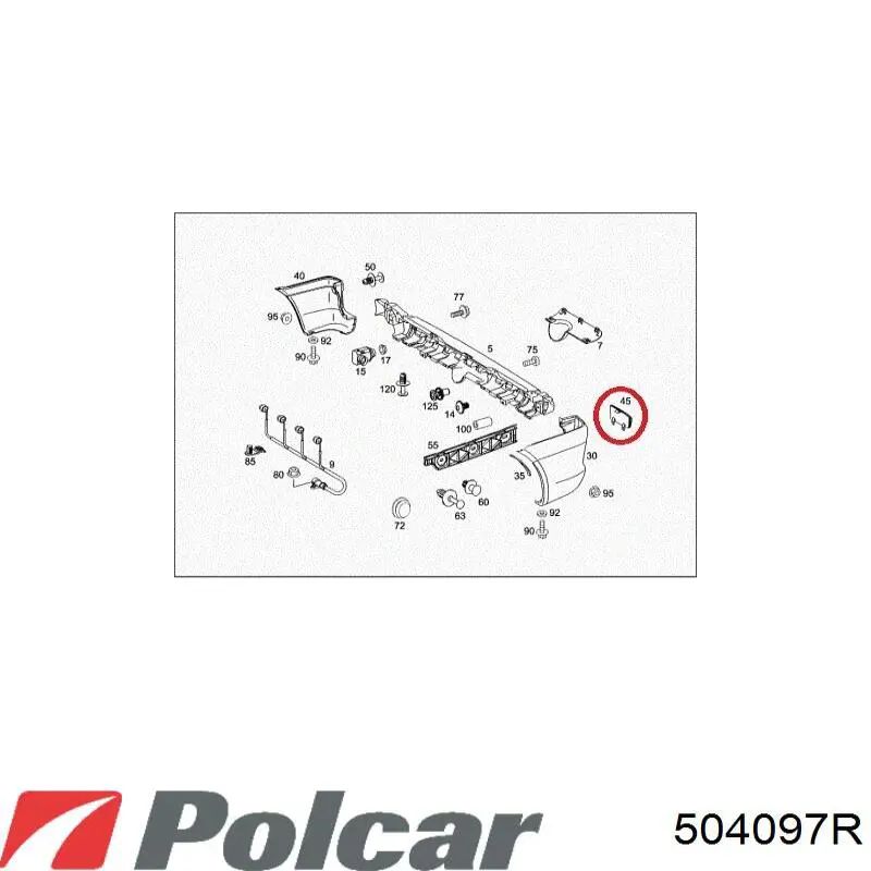 504097R Polcar Левый катафот бампера