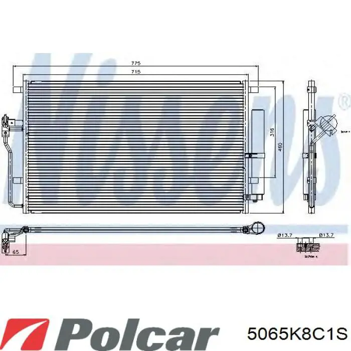 5065K8C1S Polcar радиатор кондиционера