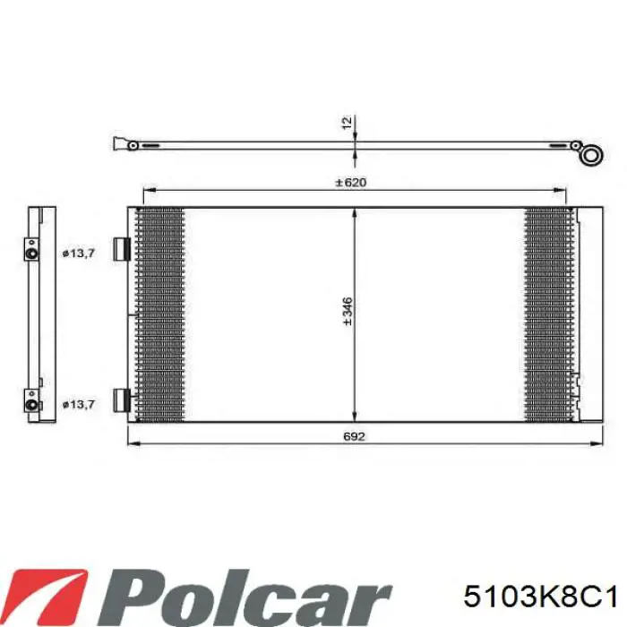 Радиатор кондиционера 5103K8C1 Polcar