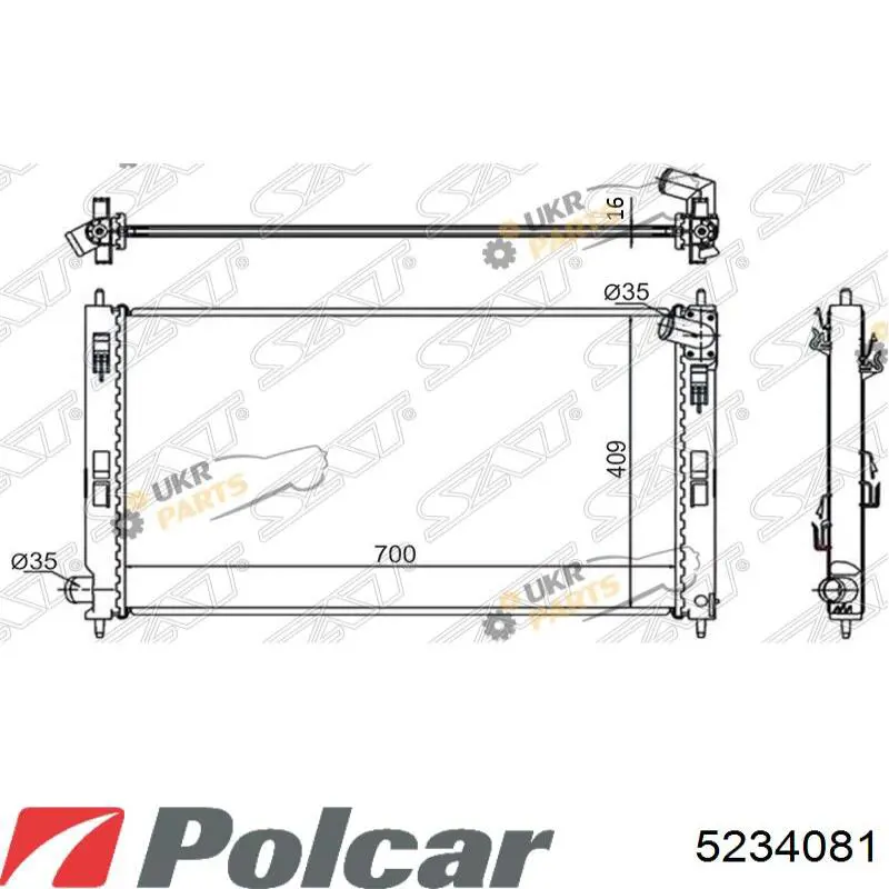 Радиатор охлаждения двигателя Polcar 5234081 цена, от 59.07 USD